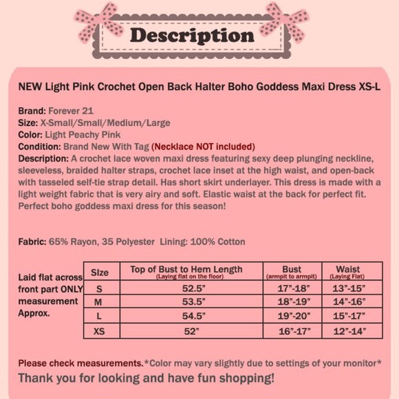 Pink Crochet Lace Open Back Halter Boho Maxi Dress - Picture 8 of 8